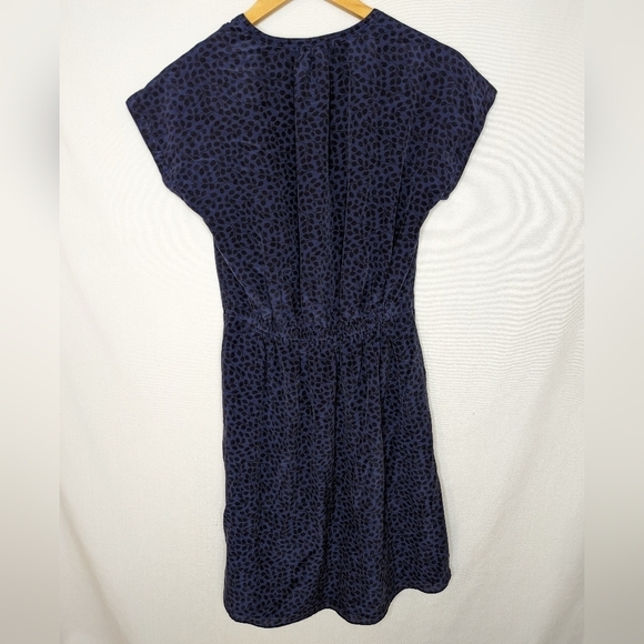 Madewell Blue and Black Leaf Print Dress Size 2 - Picture 7 of 12